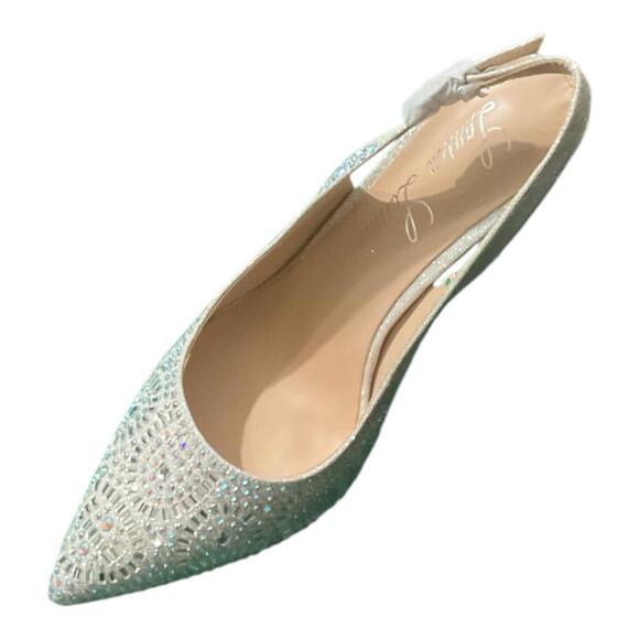 Lauren Lorraine Silver Rhinestone Slingback Stiletto Heels Size 10 New In Box - Picture 1 of 2